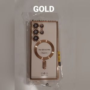 For Samsung Galaxy S23 Ultra 6.8" TPC Magnetic Clear Cover  "GOLD"